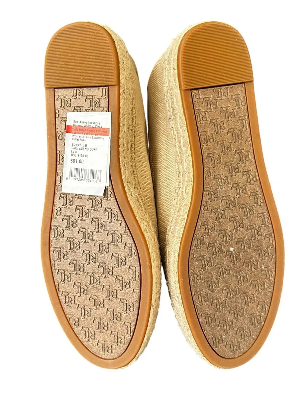 Ralph Lauren Tan Canvas Espadrille Platform Flats size 5.5